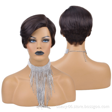 New Arrival Wholesale Short Pixie Cut Virgin Brazilian Human Hair Wigs